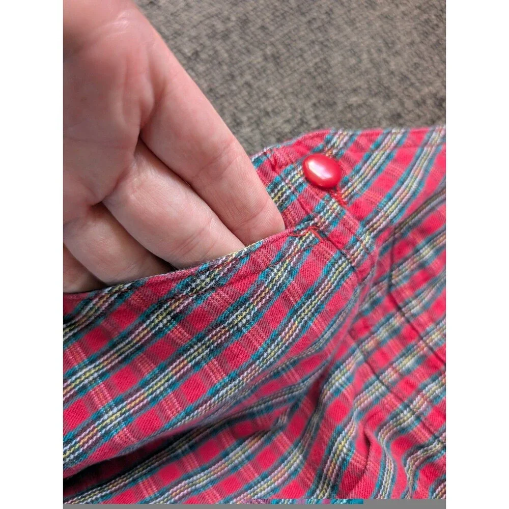 Vintage Gymboree Plaid Overalls sz Newborn 90s Red Green Pregnancy Announcement